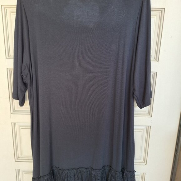 LOGO by Lori Goldstein Dress Knee Length Lace Hem Black SzXL Knit Flawless - Picture 9 of 10
